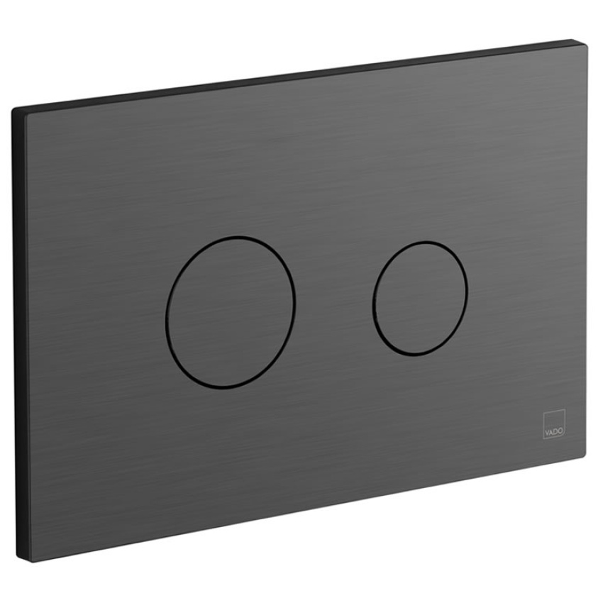 Cutout image of Vado Brushed Black Round Dual Flush Plate